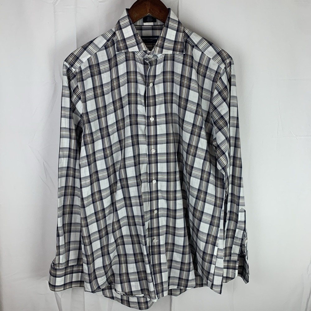 PETER MILLAR COLLECTION Size Medium Mens Sport Shirt Cutaway Collar Lightweight